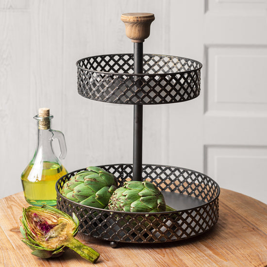 Two-Tiered Corrugated Oval Tray - Black