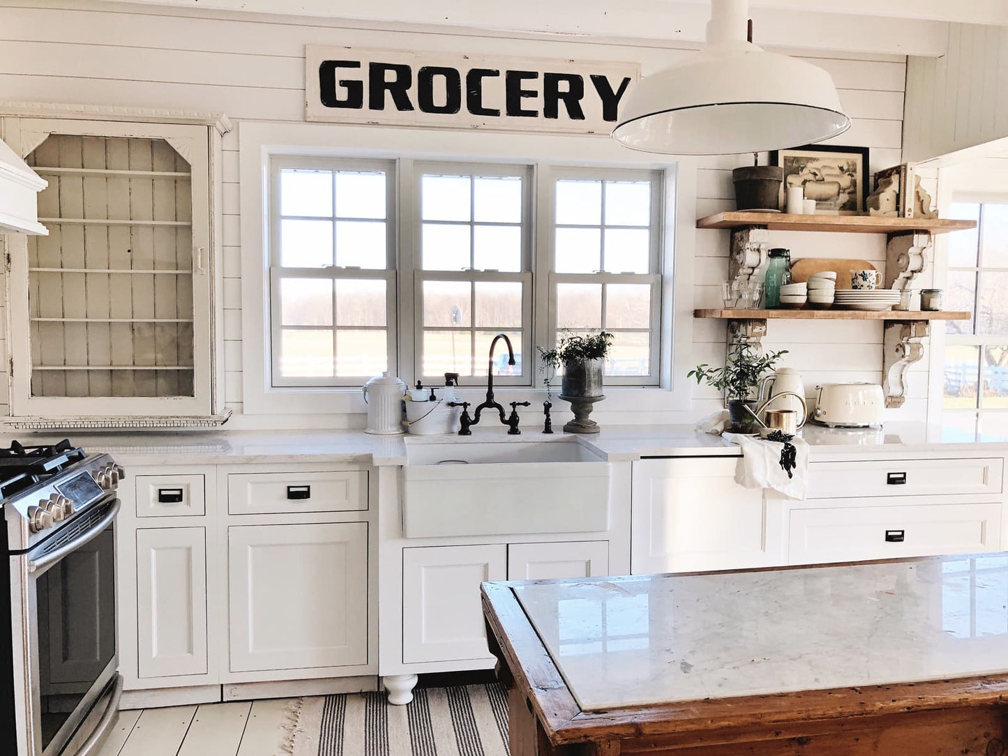 Falling in love with Liz Marie's article on "Cottage Style Kitchen Shelves: To Paint or Stain?