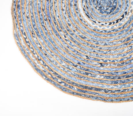 Hand braided upcycled denim & jute mat – The Cottage Store