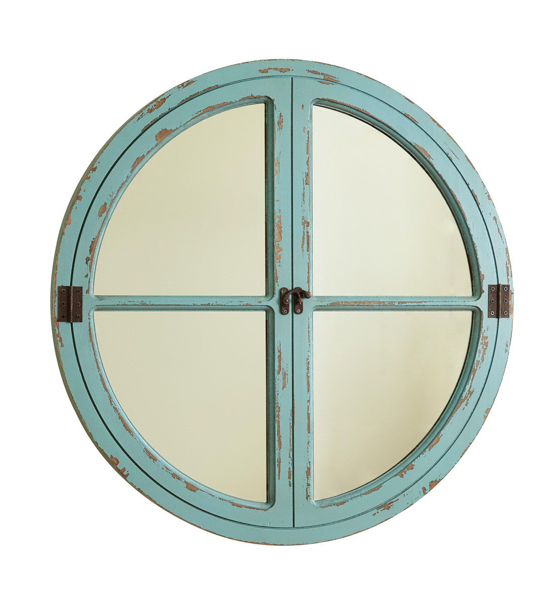 Round Window Wood Mirror