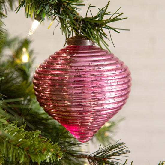 Pink Teardrop Glass Ornament - Box of 4