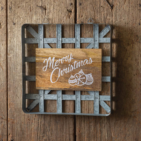 Load image into Gallery viewer, Merry Christmas Wood and Metal Tobacco Basket Wall Decor
