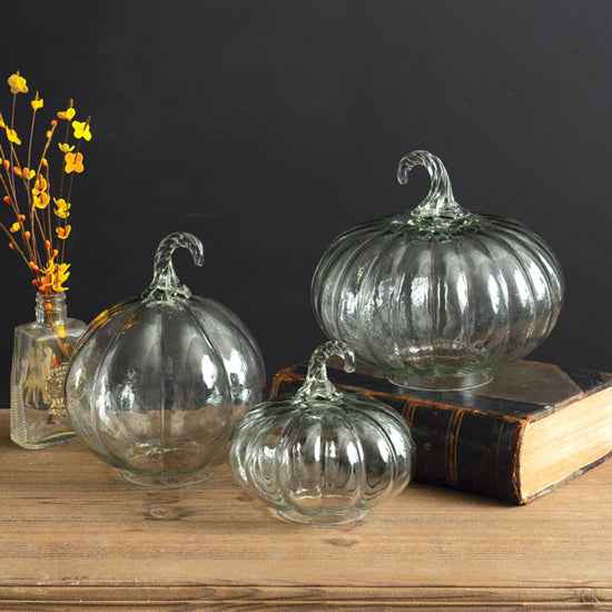 Set of Three Glass Pumpkins