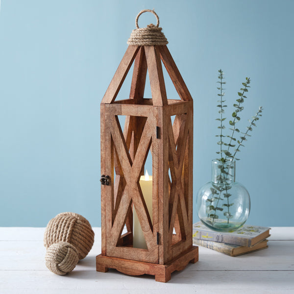 Load image into Gallery viewer, Wooden Criss Cross Lantern
