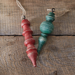 Set of Two Christmas Finial Ornaments
