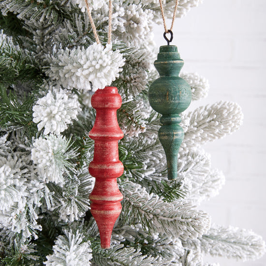 Set of Two Christmas Finial Ornaments