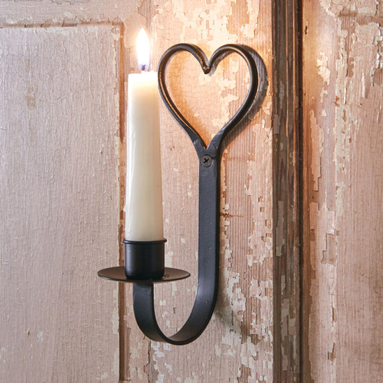 Primitive Heart Taper Candle Sconce - Set of 4
