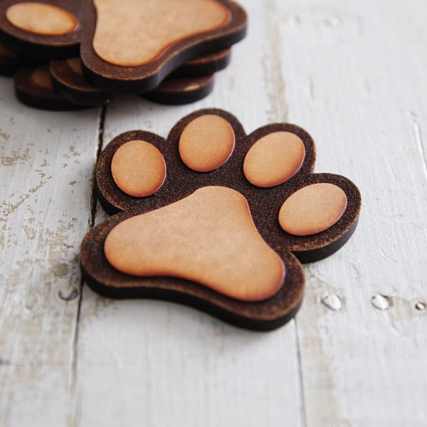 Set of 4 Wood Burned Paw Coasters