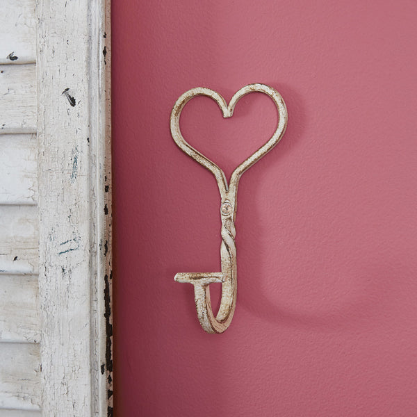 Aged Cast Iron Heart Hook - Set of 4