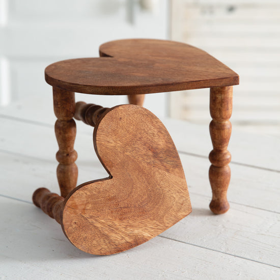 Set of Two Tabletop Heart Stools - Natural