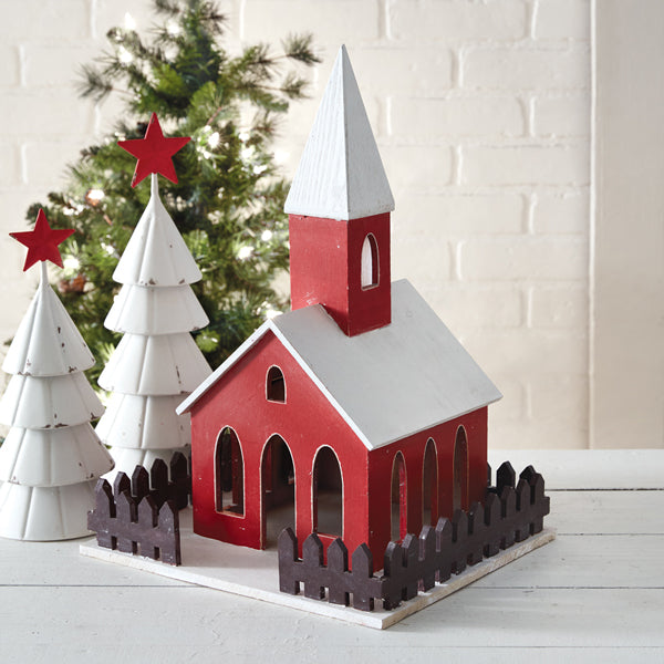 Load image into Gallery viewer, Wooden Holiday Church Lantern
