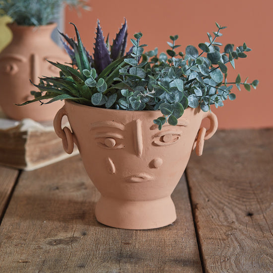 abstract face plant pot Abstract Face Terra Cotta Planter – The Cottage Store