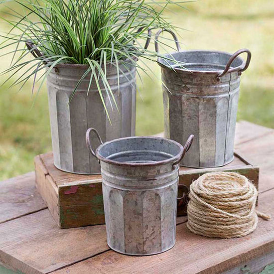 Load image into Gallery viewer, Set of Three Tall Garden Pails
