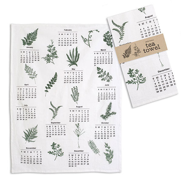 Greenery Calendar Tea Towel - Box of 4