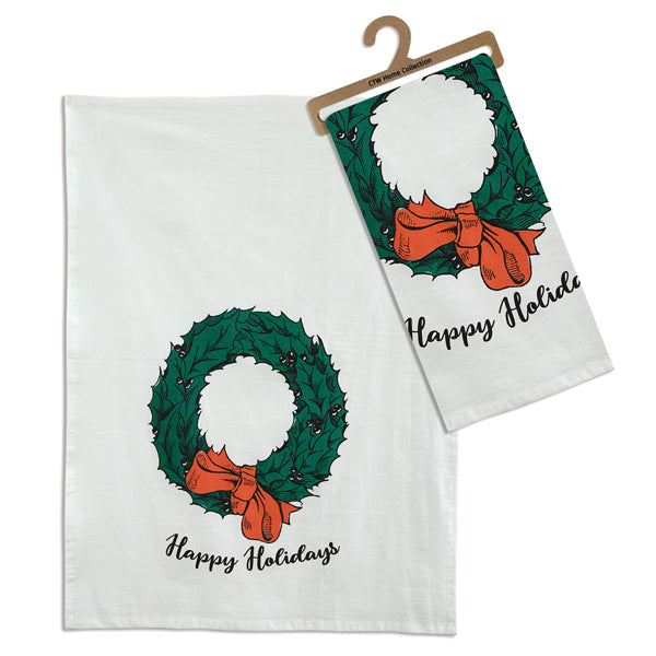 Merry Christmas Wreath Tea Towel - Box of 4