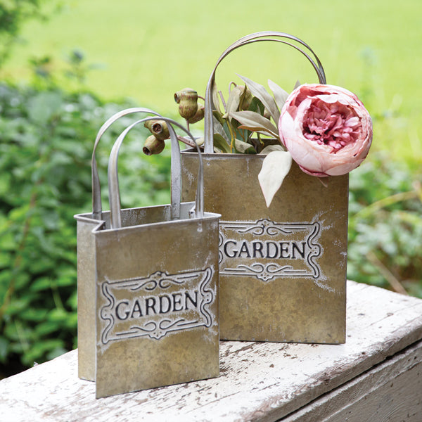 Set of Two Metal Garden Totes