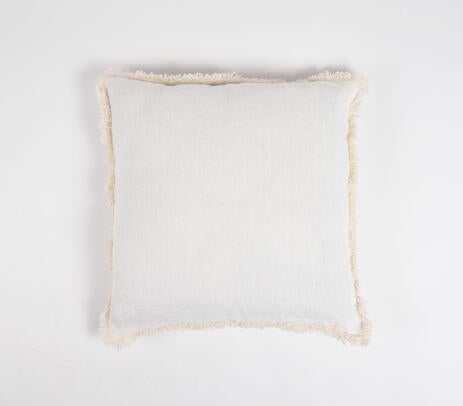 Load image into Gallery viewer, Solid White Cushion Cover with Frayed Boarder
