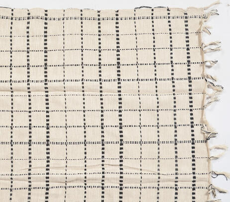 Handwoven cotton neutral checkered throw with tassels