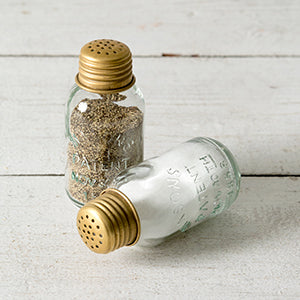 Mini Mason Jar Salt Shakers - Antique Brass - Box of 6