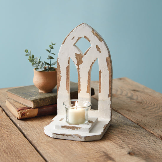 Load image into Gallery viewer, Distressed Arch Votive Candle Holder
