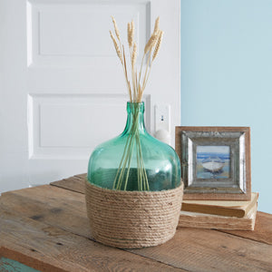 Recycled Glass Floor Vase with Jute Rope