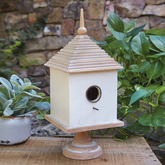 Decorative Wood Pedestal Birdhouse