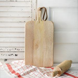 Plank Cutting Board with Leather Strap