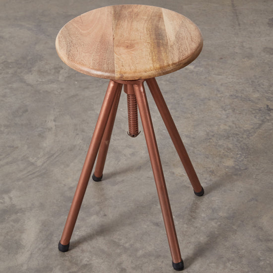Load image into Gallery viewer, Copper Finish &amp;amp; Wood Stool
