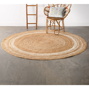 Load image into Gallery viewer, Natural and Black Swirl Jute Rug
