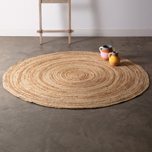 Natural and Ivory Round Jute Rug
