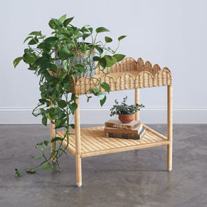 Scalloped Wicker Side Table - OOO