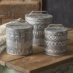 Load image into Gallery viewer, Set of Three Boho Patterned Canisters
