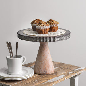 Metal Dessert Stand with Wood Base