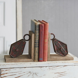 Repurposed Pulley Bookends