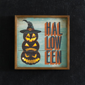 Load image into Gallery viewer, Lighted Jack-O&amp;#39;-Lanterns Wall Sign
