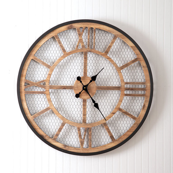 Load image into Gallery viewer, Farmhouse Chicken Wire Wall Clock
