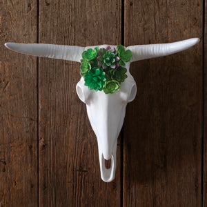 cow skull succulents Longhorn Skull with Faux Succulents – The Cottage Store