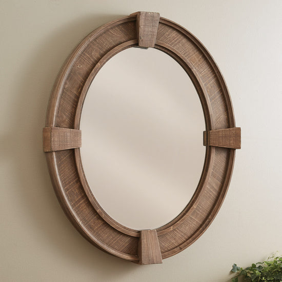 Oval Distressed Wood Mirror
