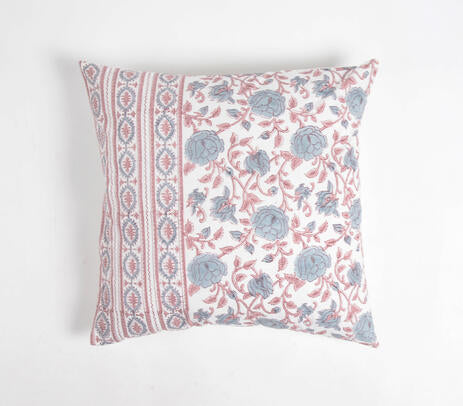 Floral Block Printed Pillow Cover (Iconic Hand Stamped Method)